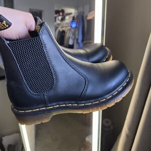 Dr. Martens Black Leather Chelsea Boots with Yellow Stitching